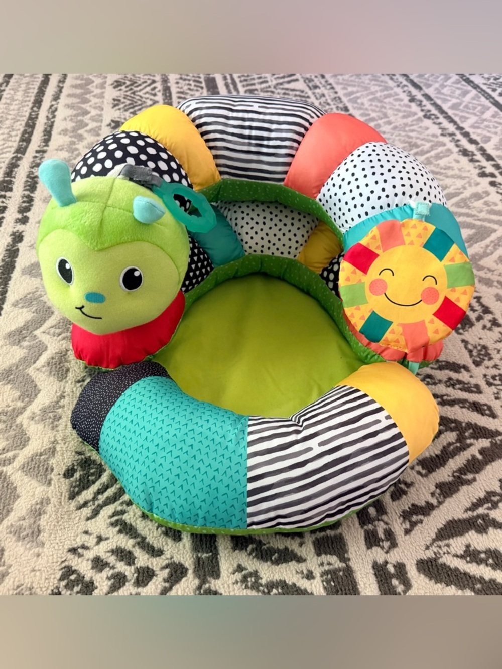 Infantino Bright Green Multicolor Plush Activity Seat with Caterpillar